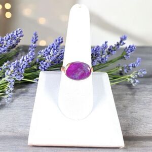 Copper Purple Turquoise Ring .925 Solid Sterling Silver - Size 8.5